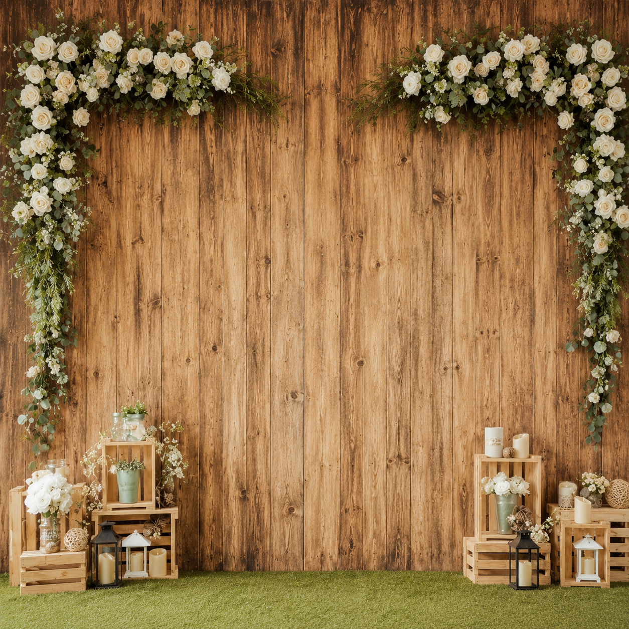 Holzwand mit Blumen