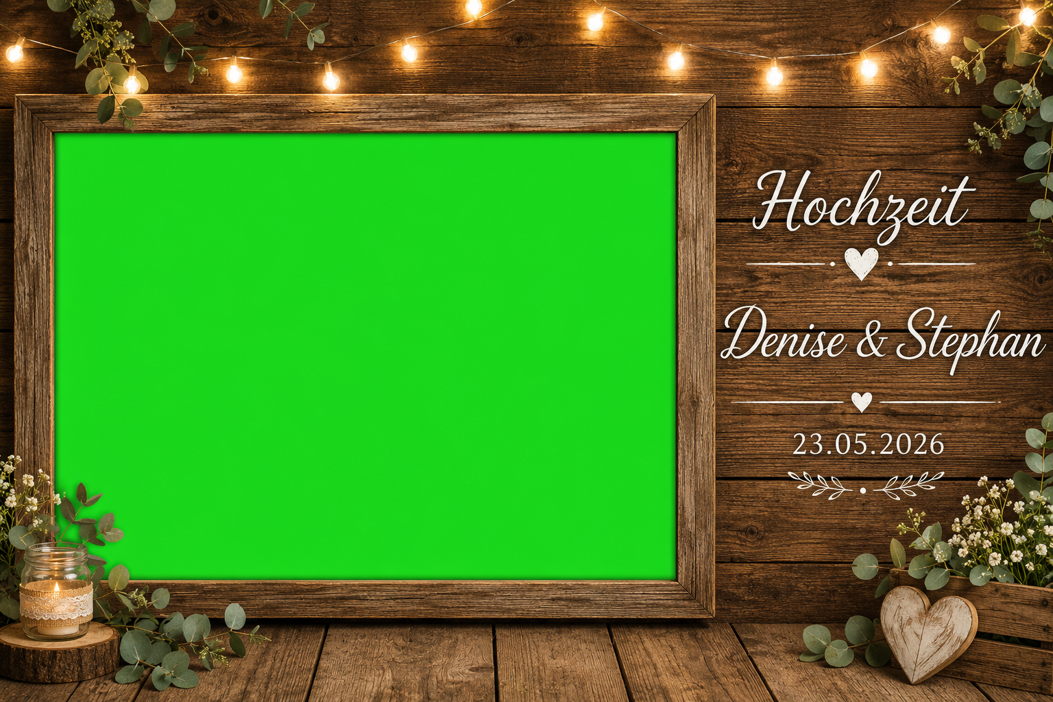 Dunkles Holz mit Herzschild